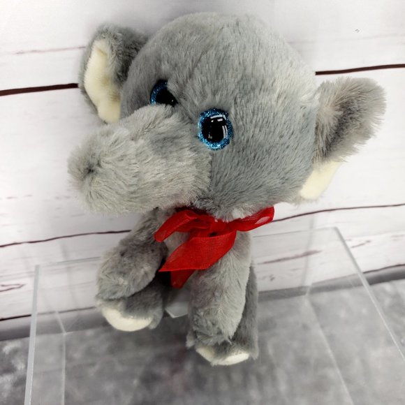 Hug Fun Jungle Elephant 272376 Gray with Red Bow Blue Glitter Eyes plush stuffed - Picture 10 of 11